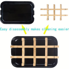 Bamboo Soap Dish Drain Soap Tray Minimalist Two Tone Soap Holder