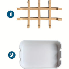 Bamboo Soap Dish Drain Soap Tray Minimalist Two Tone Soap Holder