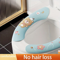 Cartoon Handle Toilet Cushion Water Washable Toilet Seat Mat