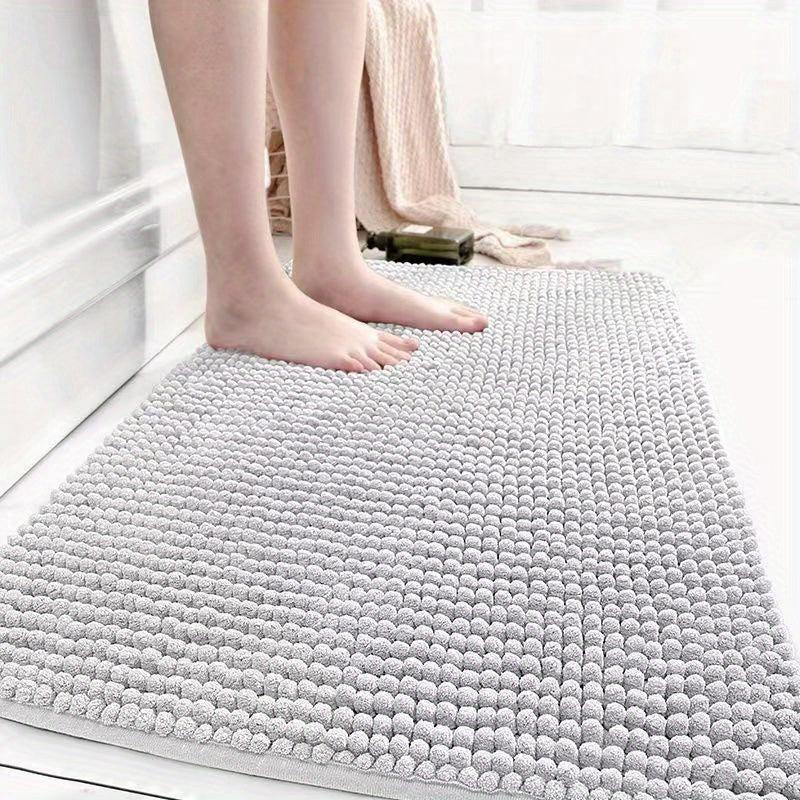 Soft Chenille Bathmat with Antiskid Dots - Water Absorbent Tufted Doormat