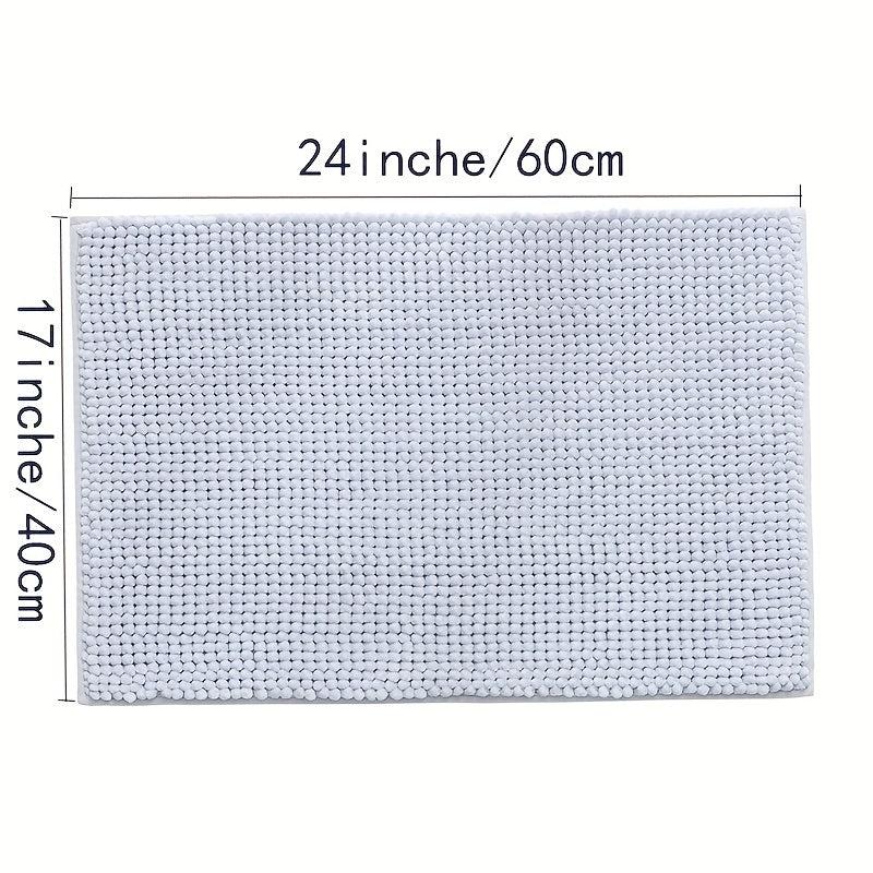 Soft Chenille Bathmat with Antiskid Dots - Water Absorbent Tufted Doormat