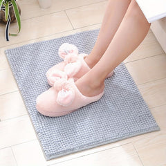 Soft Chenille Bathmat with Antiskid Dots - Water Absorbent Tufted Doormat