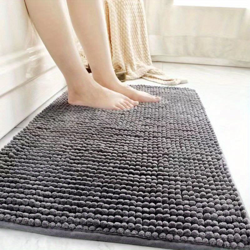 Soft Chenille Bathmat with Antiskid Dots - Water Absorbent Tufted Doormat