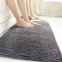 Soft Chenille Bathmat with Antiskid Dots - Water Absorbent Tufted Doormat