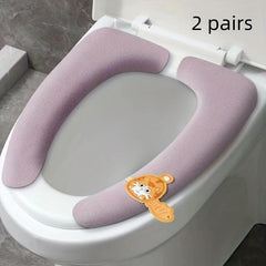 2Pairs Cartoon Animal Toilet Seat Cushions with Built-in Handles