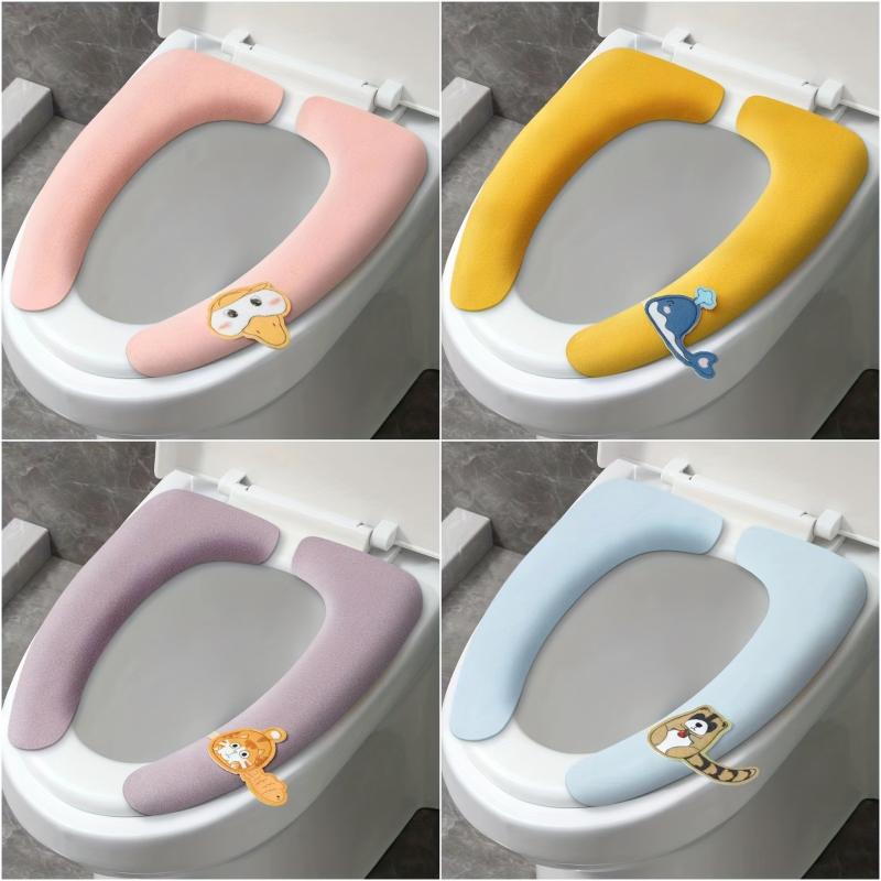 2Pairs Cartoon Animal Toilet Seat Cushions with Built-in Handles