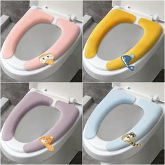 2Pairs Cartoon Animal Toilet Seat Cushions with Built-in Handles
