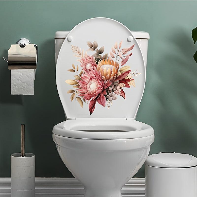 Colorful Flower Toilet Stickers Bathroom Decoration Decal