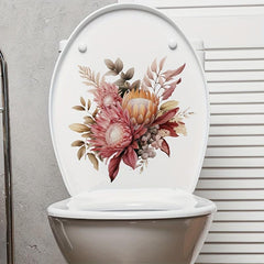 Colorful Flower Toilet Stickers Bathroom Decoration Decal