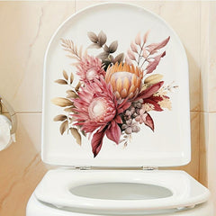 Colorful Flower Toilet Stickers Bathroom Decoration Decal