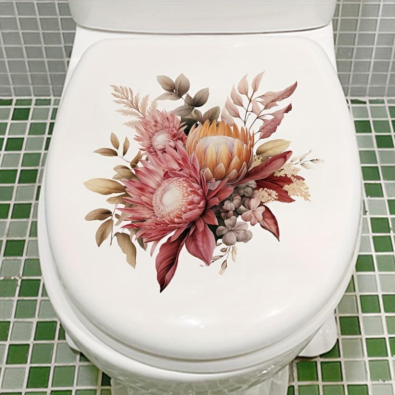 Colorful Flower Toilet Stickers Bathroom Decoration Decal