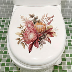 Colorful Flower Toilet Stickers Bathroom Decoration Decal