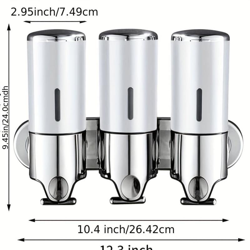 3-in-1 Wall Mounted Manual Soap Dispenser for Bathroom Bath