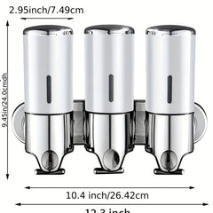 3-in-1 Wall Mounted Manual Soap Dispenser for Bathroom Bath
