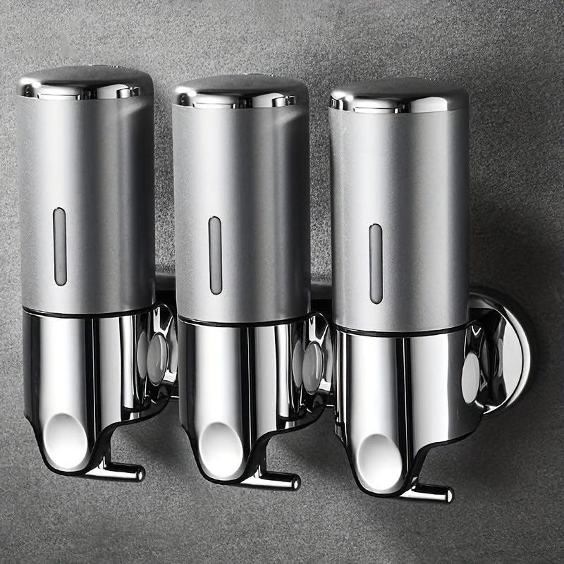 3-in-1 Wall Mounted Manual Soap Dispenser for Bathroom Bath