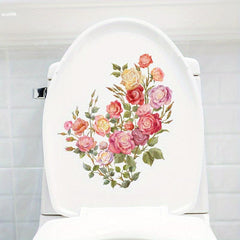 Plant Flower Pattern Toilet Lid Decal Wall Sticker Bathroom Decor