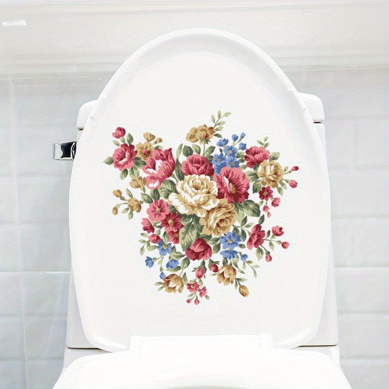 Plant Flower Pattern Toilet Lid Decal Wall Sticker Bathroom Decor