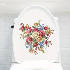 Plant Flower Pattern Toilet Lid Decal Wall Sticker Bathroom Decor