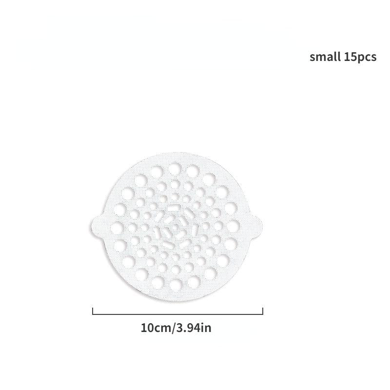 15 Disposable Shower Drain Mesh Stickers - Hair Catcher for Shower Floor