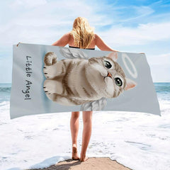 Soft & Absorbent Cat Pattern Beach Towel for Summer Fun