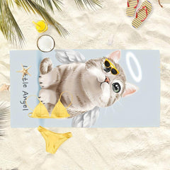 Soft & Absorbent Cat Pattern Beach Towel for Summer Fun