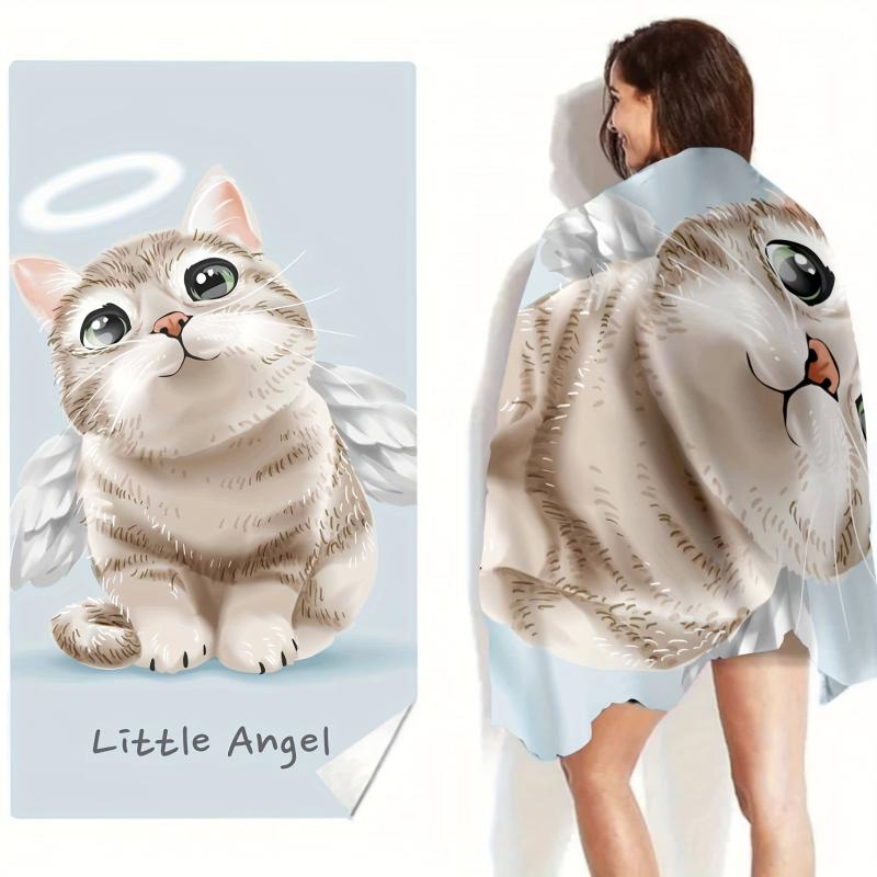 Soft & Absorbent Cat Pattern Beach Towel for Summer Fun