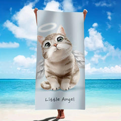 Soft & Absorbent Cat Pattern Beach Towel for Summer Fun