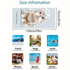 Soft & Absorbent Cat Pattern Beach Towel for Summer Fun