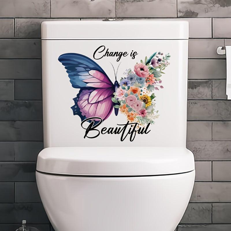 1pc Purple Butterfly Toilet Sticker Self-Adhesive Bathroom Decoration Tool