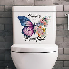 1pc Purple Butterfly Toilet Sticker Self-Adhesive Bathroom Decoration Tool