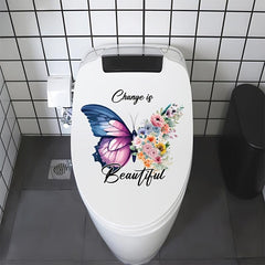 1pc Purple Butterfly Toilet Sticker Self-Adhesive Bathroom Decoration Tool