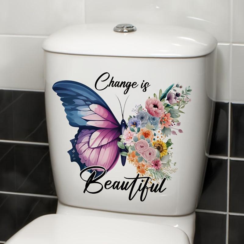 1pc Purple Butterfly Toilet Sticker Self-Adhesive Bathroom Decoration Tool
