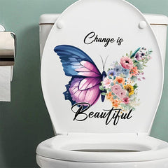 1pc Purple Butterfly Toilet Sticker Self-Adhesive Bathroom Decoration Tool