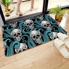 Octopus & Skull Bath Rug Microfiber Non Slip Soft Door Carpet