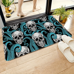 Octopus & Skull Bath Rug Microfiber Non Slip Soft Door Carpet