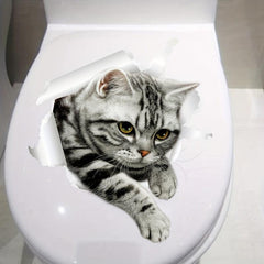 Cat Pattern Toilet Lid Decal Self Adhesive Wall Sticker