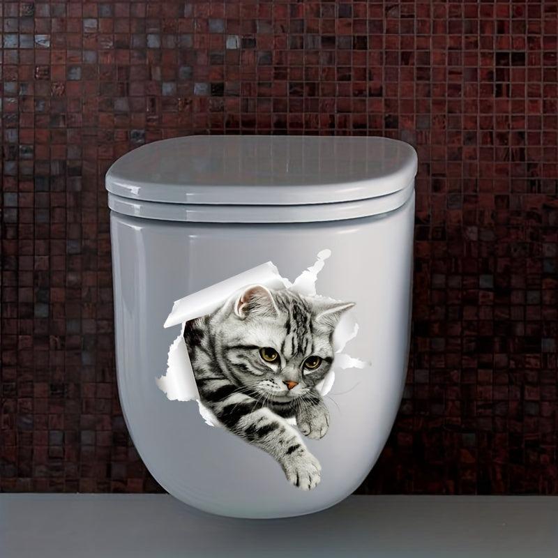 Cat Pattern Toilet Lid Decal Self Adhesive Wall Sticker