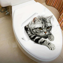 Cat Pattern Toilet Lid Decal Self Adhesive Wall Sticker