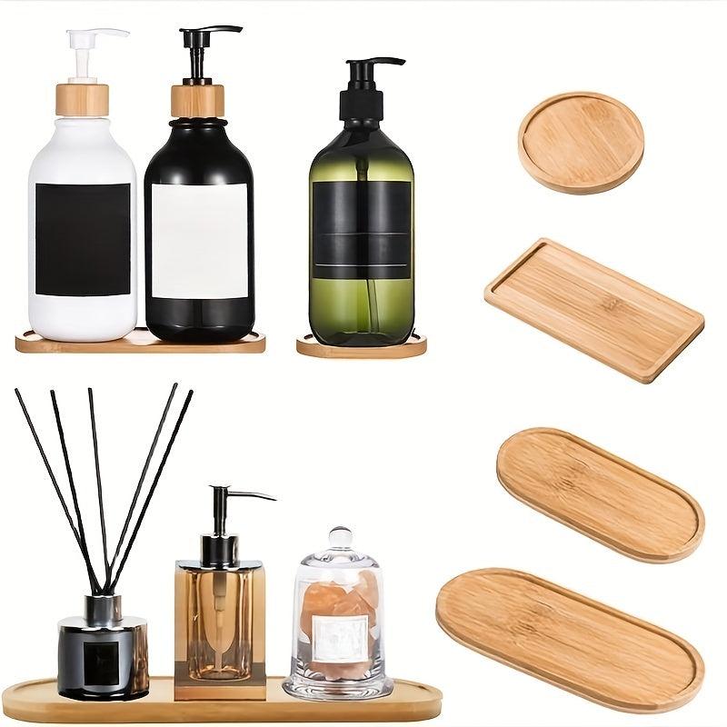 Bamboo & Wood Pallets for Shampoo Bottles - Oval, Rectangular, Circular