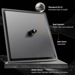 Square Rain Shower Head High Flow Stainless Steel Rainfall ShowerHead