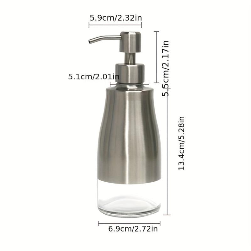 300ml Soap Dispenser Stainless Steel Glass Shampoo Pump Bottle