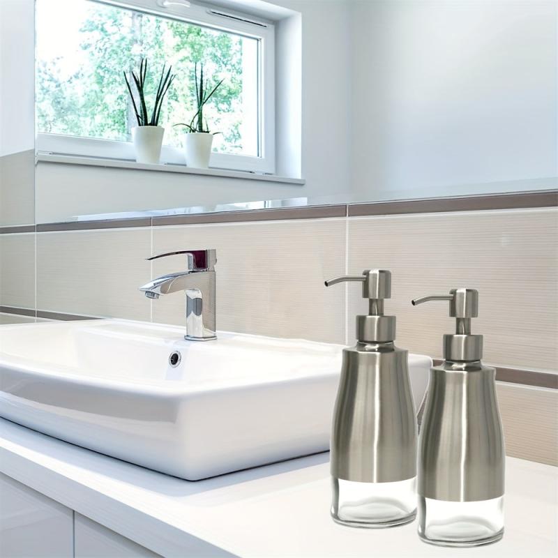 300ml Soap Dispenser Stainless Steel Glass Shampoo Pump Bottle