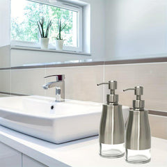 300ml Soap Dispenser Stainless Steel Glass Shampoo Pump Bottle