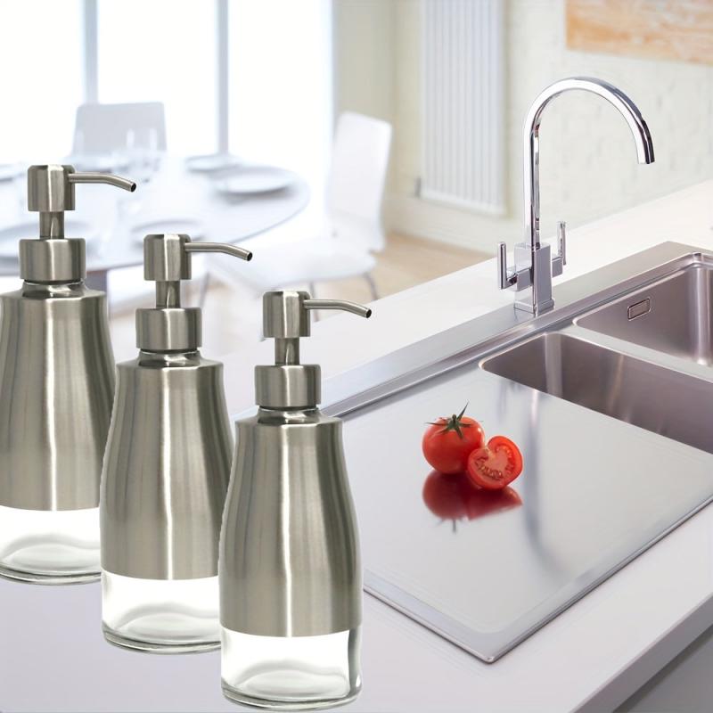 300ml Soap Dispenser Stainless Steel Glass Shampoo Pump Bottle