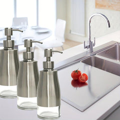 300ml Soap Dispenser Stainless Steel Glass Shampoo Pump Bottle