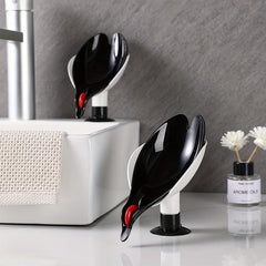 Red Crowned Crane Soap Dish Self Draining Detachable for Bathroom Kitchen