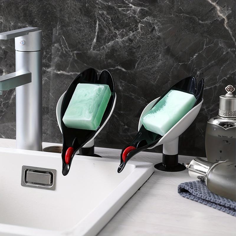 Red Crowned Crane Soap Dish Self Draining Detachable for Bathroom Kitchen