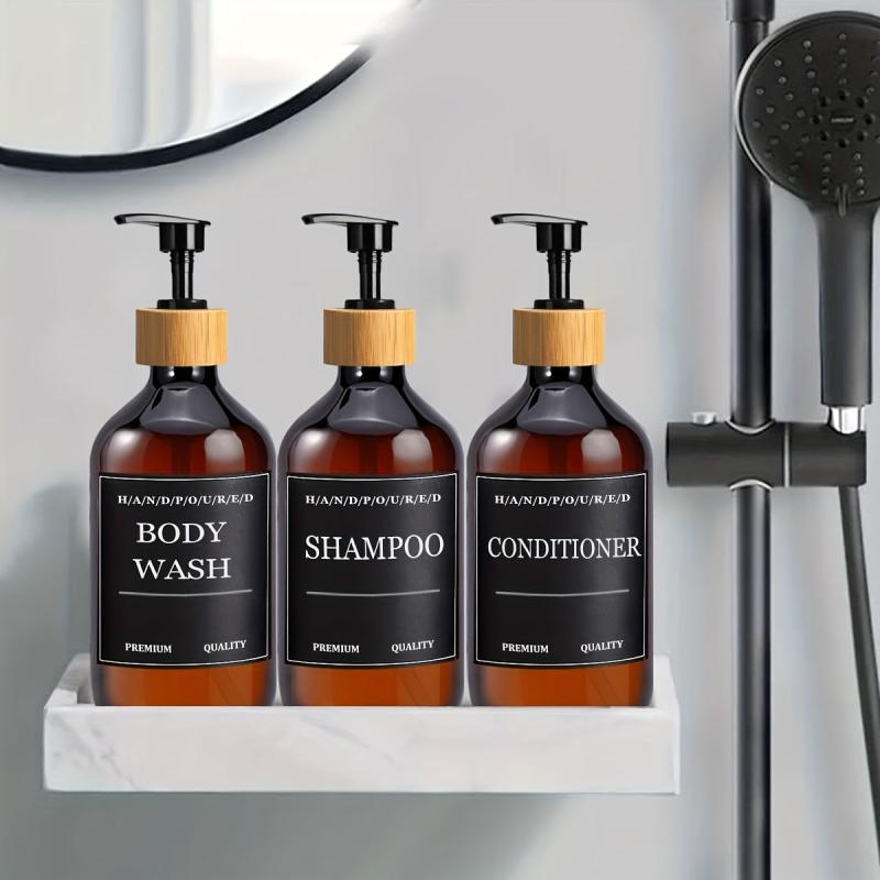 3pcs Soap Dispenser Set Countertop Lotion Bottle Bathroom Liquid Soap Dispenser