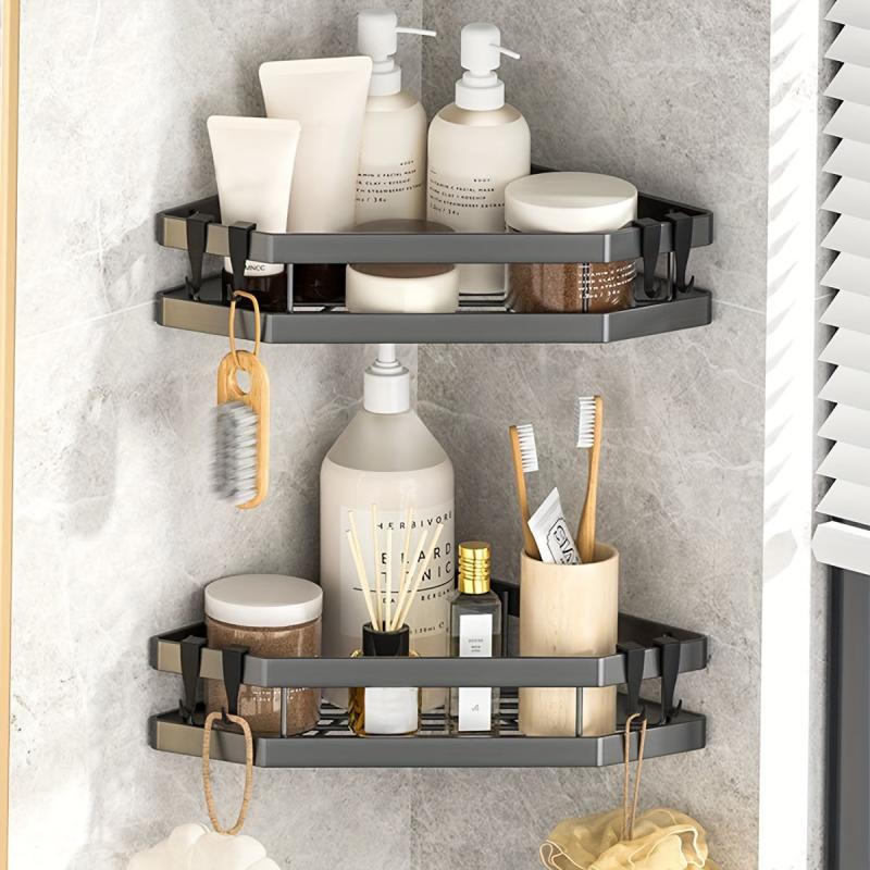Corner Shower Caddy Wall Mounted Shower Organizer With Hooks