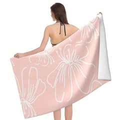 Flower Pattern Beach Towel Large Microfiber Lightweight Towel